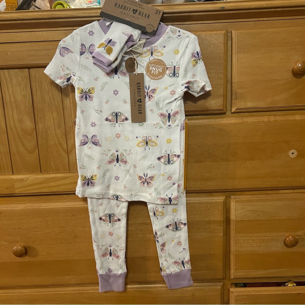 Rabbit + Bear Organic 100% Organic Cotton Pajama Set Size 3T